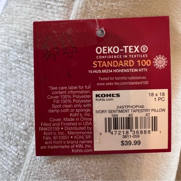 ⬇️St Nicholas Square NWT Kohl’s Throw Pillow 18inX18in Ivory Sentiment Tapestry - Picture 2 of 10
